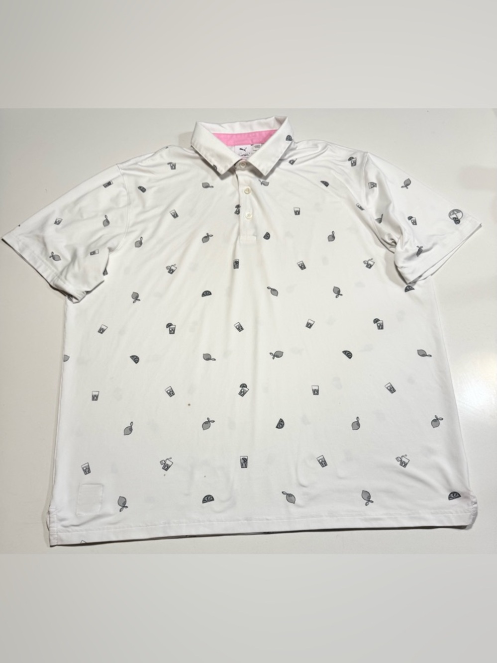 Puma Arnold Palmer Cloudspun Iced Tea Golf Polo Shirt Mens Size XL White